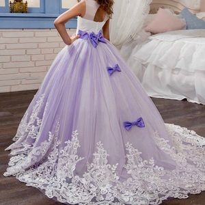 Easter Dress 💜 Spring Purple Tulle White Sequin Lace Long Princess Ball Gown